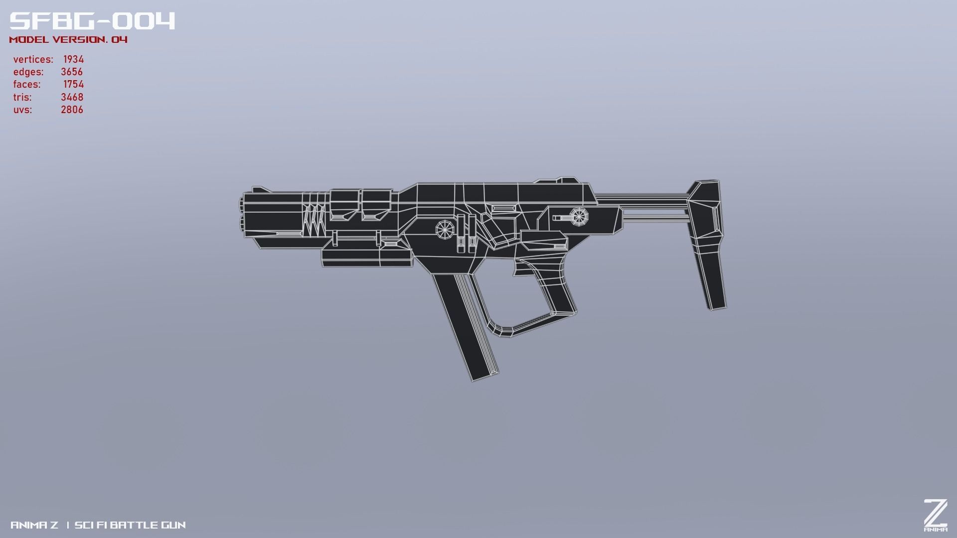 Scifi Battle gun Low-poly 3D model_16