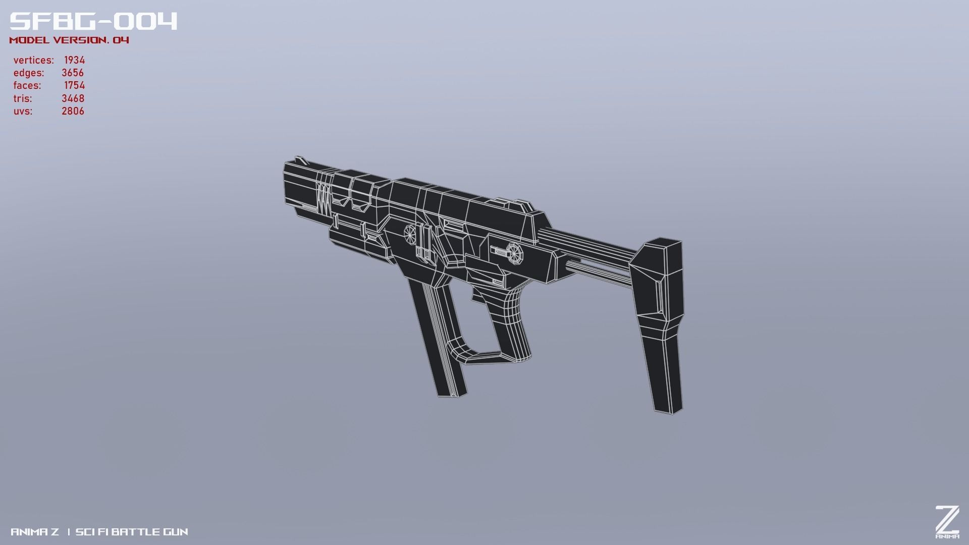 Scifi Battle gun Low-poly 3D model_11
