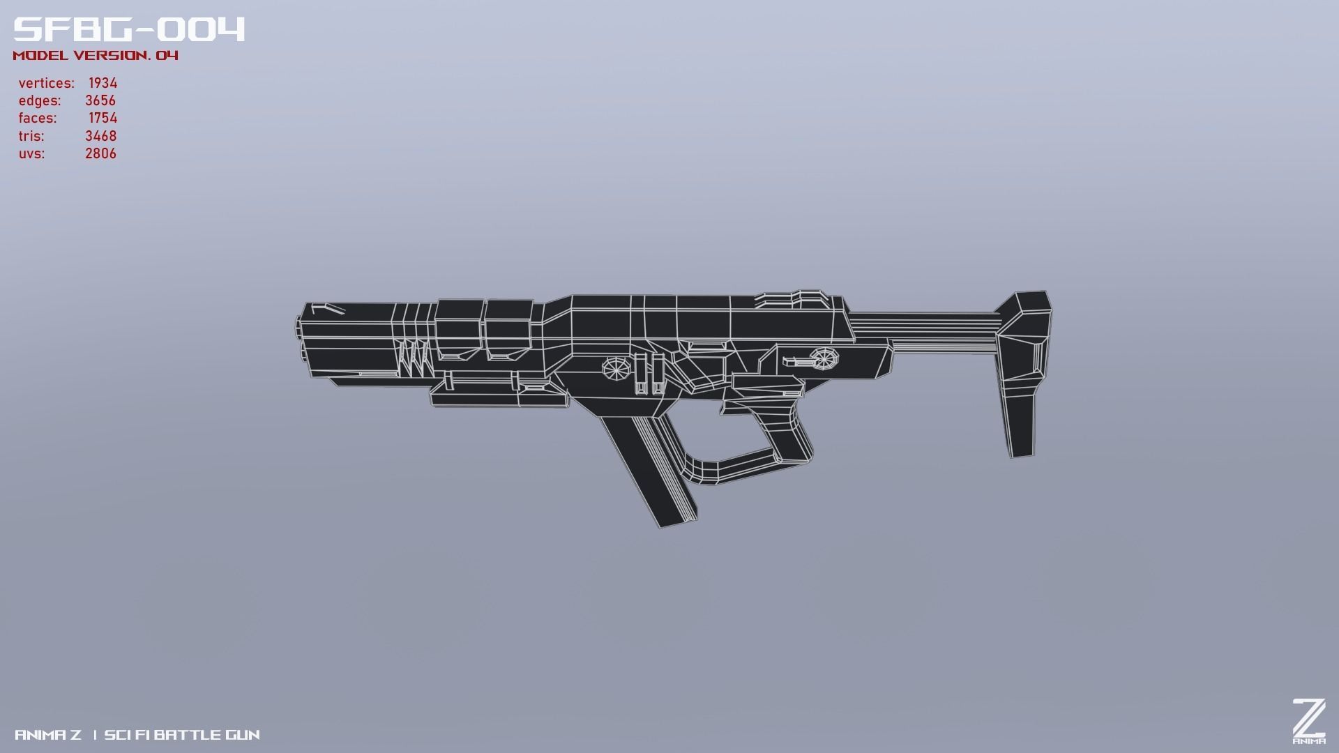 Scifi Battle gun Low-poly 3D model_3