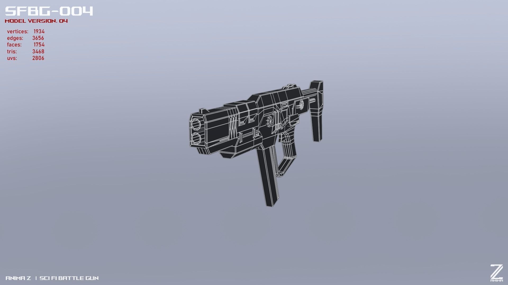 Scifi Battle gun Low-poly 3D model_15