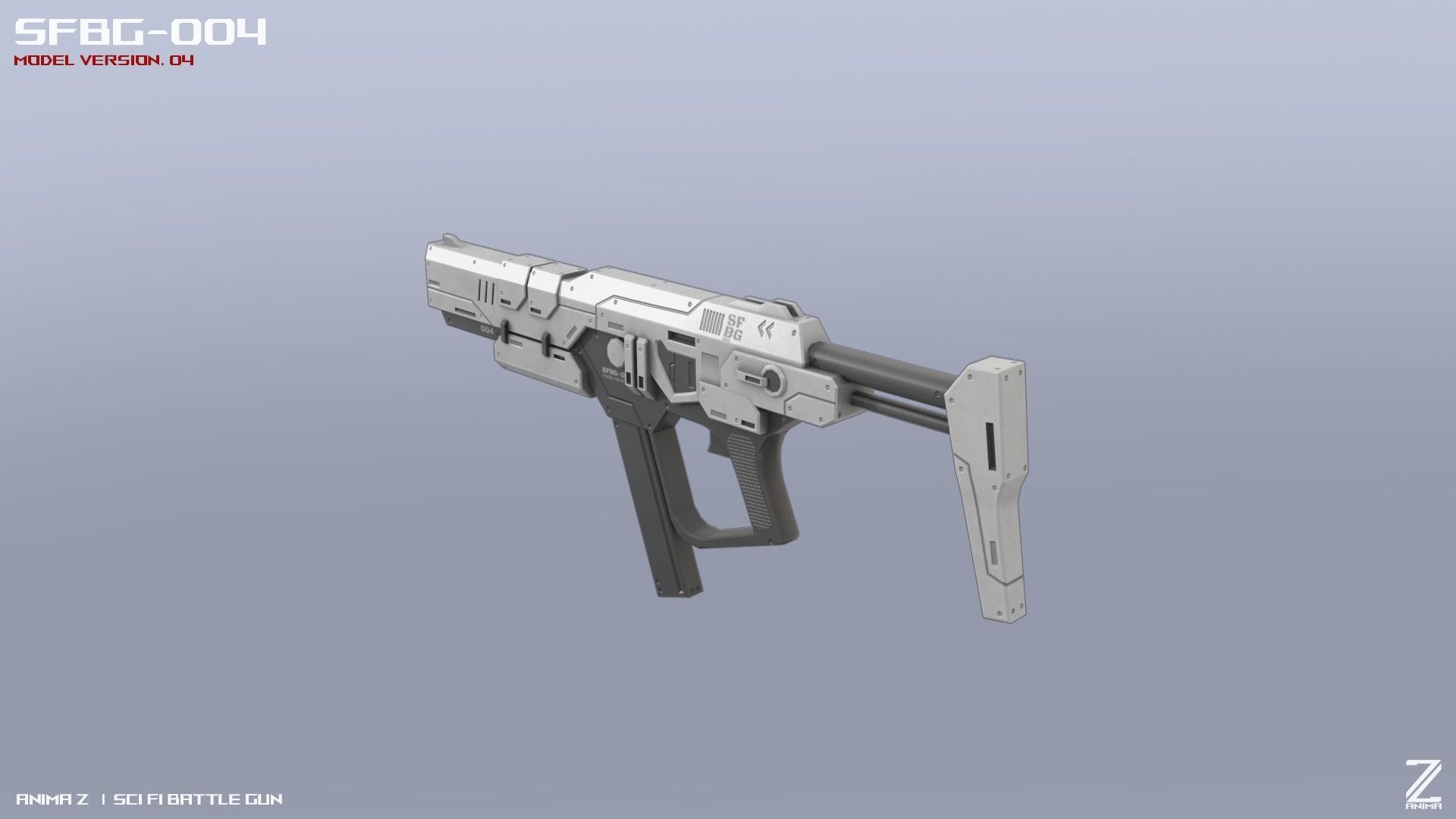 Scifi Battle gun Low-poly 3D model_4
