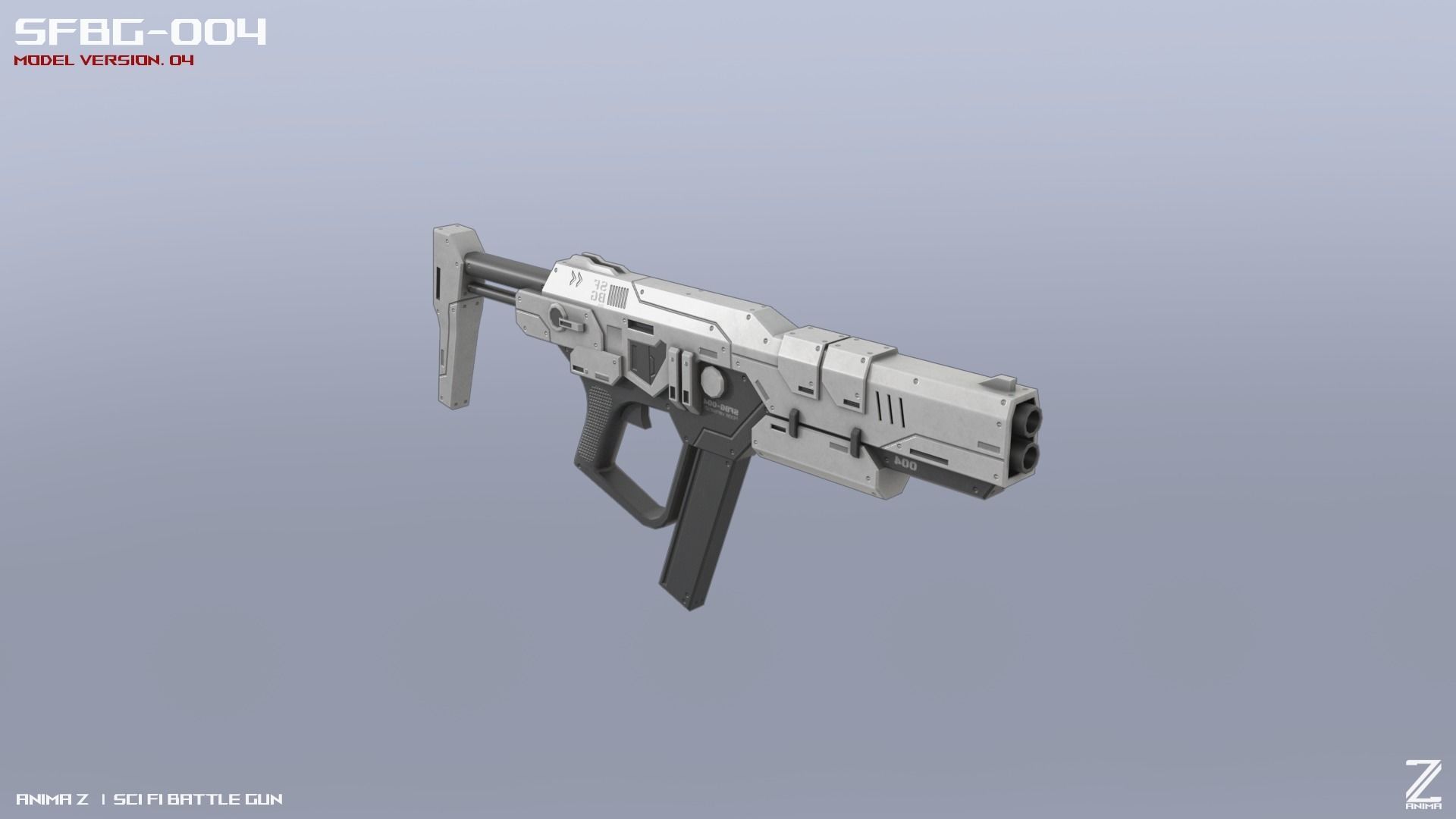 Scifi Battle gun Low-poly 3D model_5