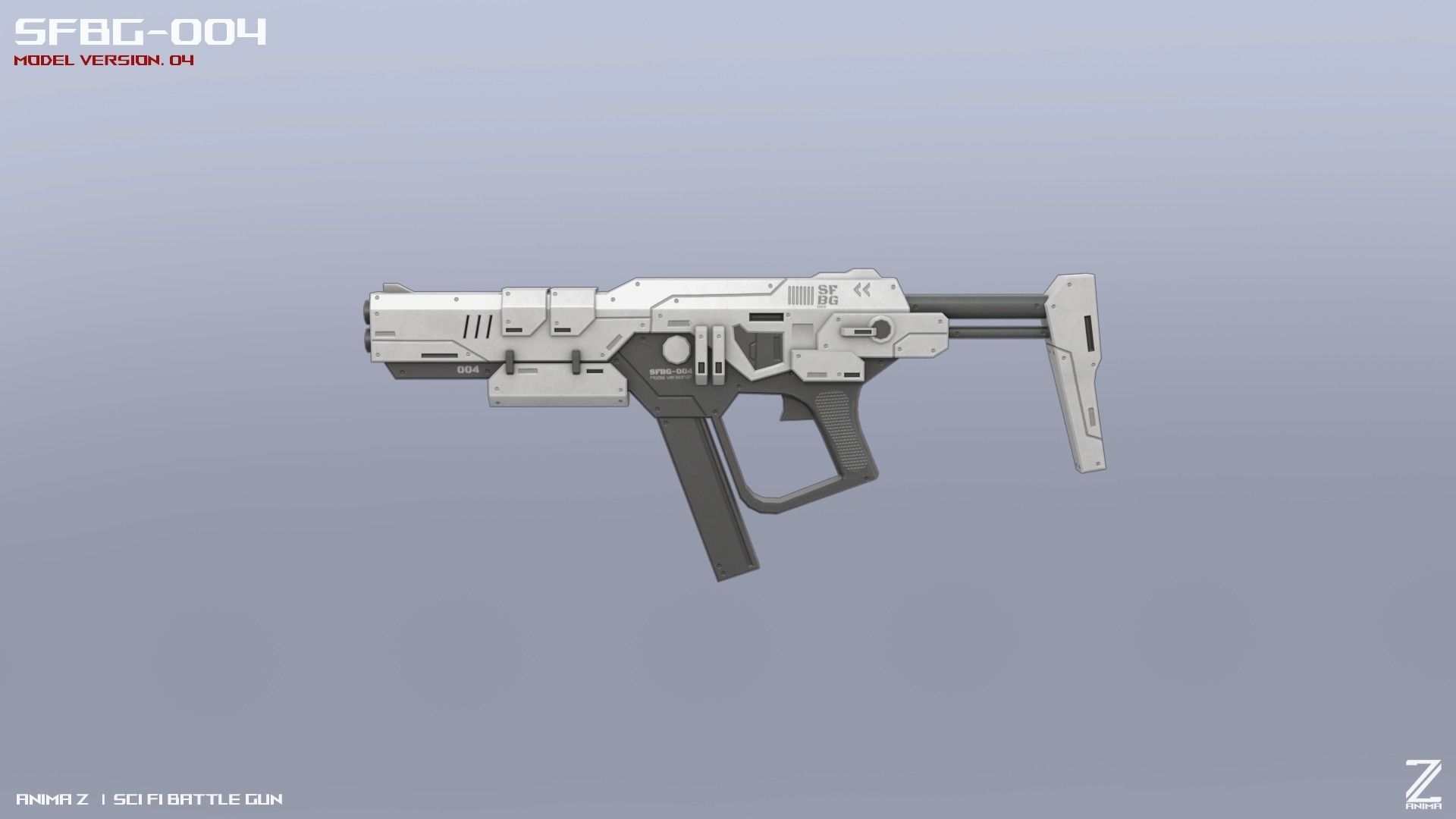 Scifi Battle gun Low-poly 3D model_10
