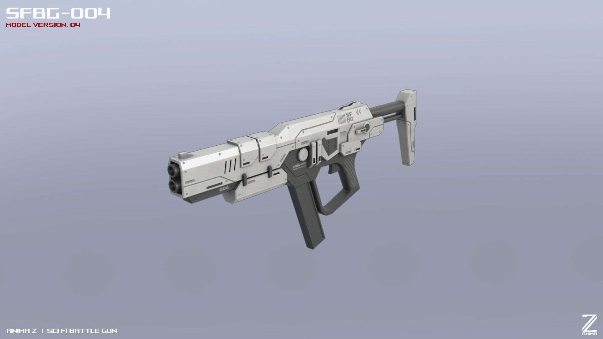 Scifi Battle gun Low-poly 3D model_6