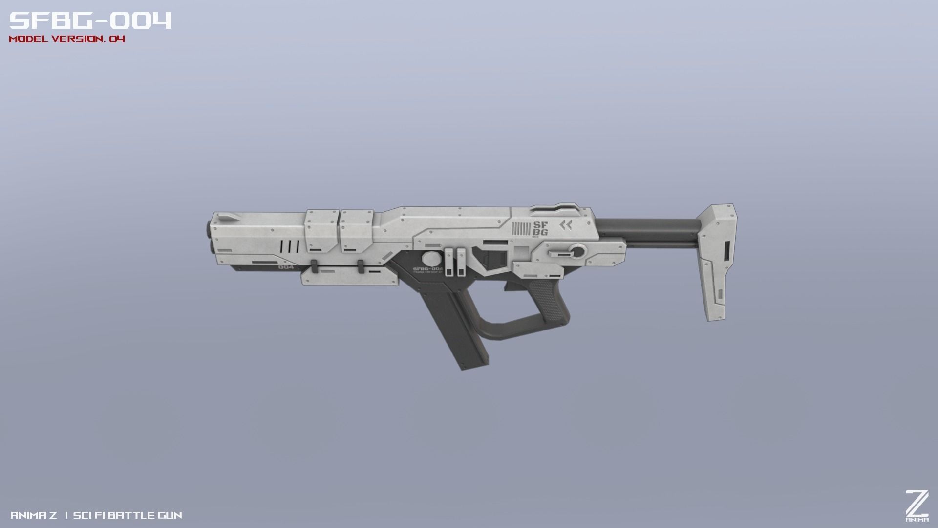 Scifi Battle gun Low-poly 3D model_9