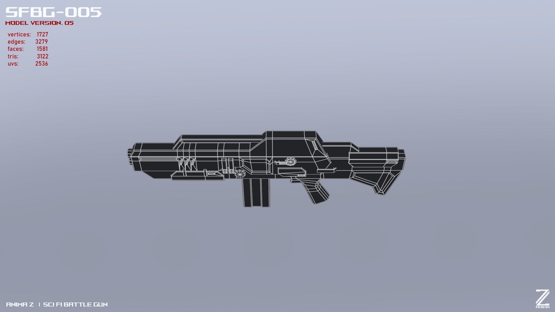 Scifi Battle gun Low-poly 3D model_3