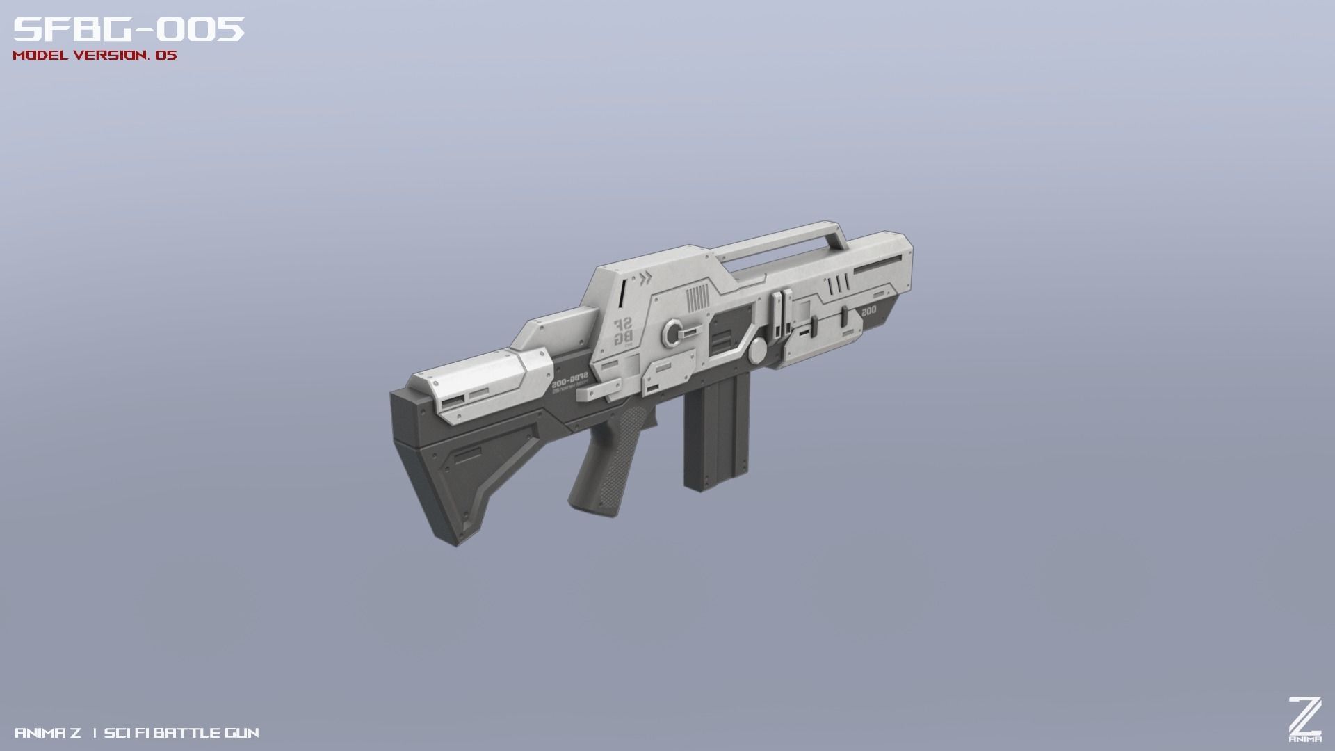 Scifi Battle gun Low-poly 3D model_7