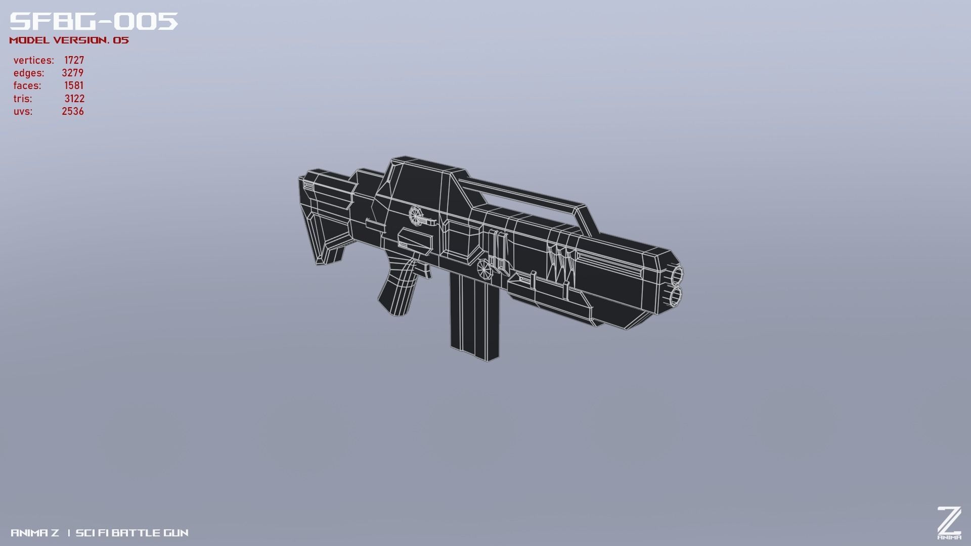 Scifi Battle gun Low-poly 3D model_11