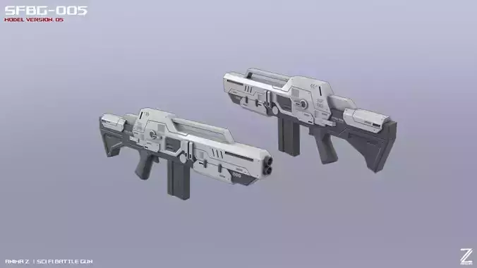 Scifi Battle gun Low-poly 3D model
