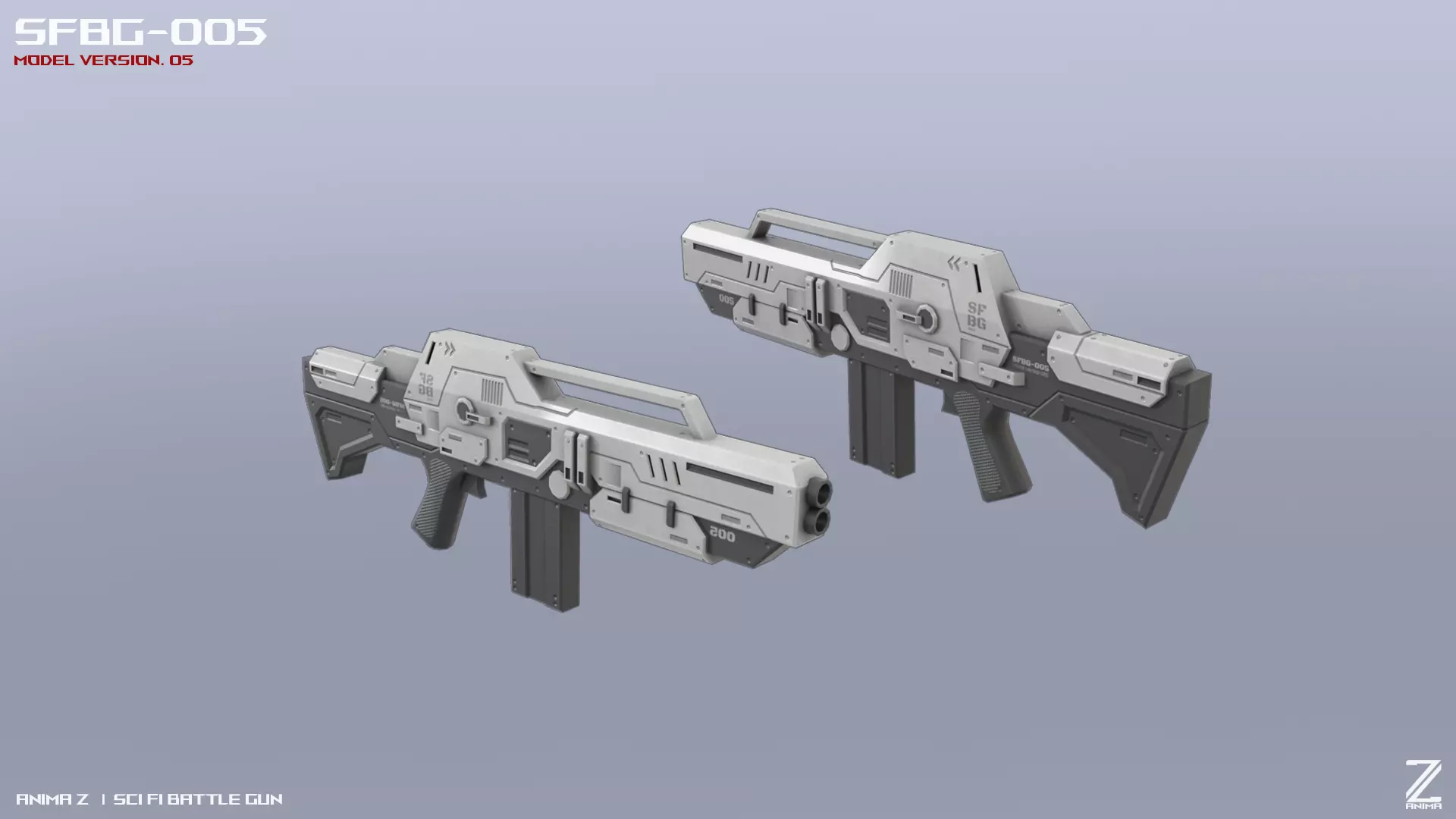 Scifi Battle gun Low-poly 3D model_0