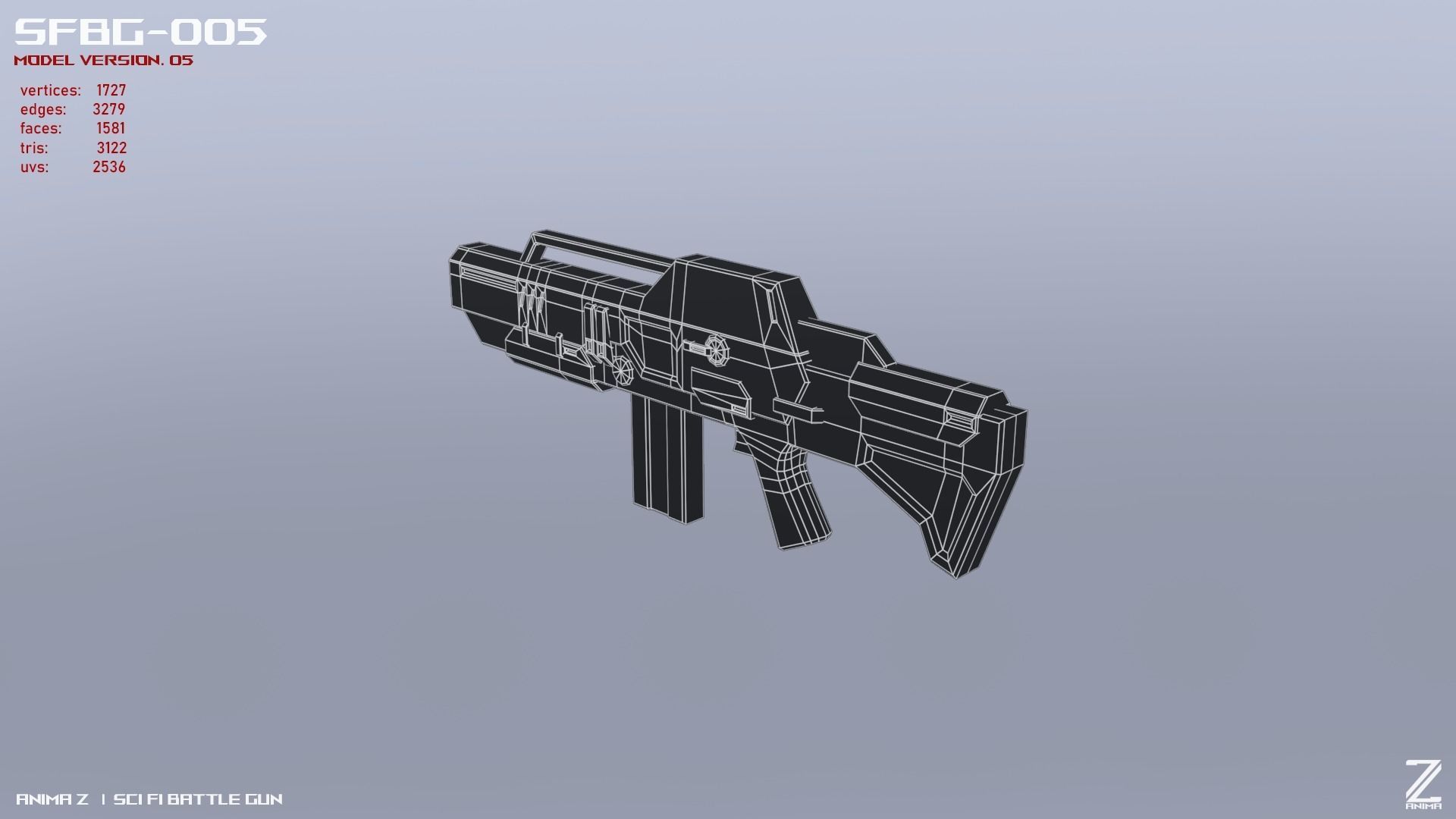 Scifi Battle gun Low-poly 3D model_14
