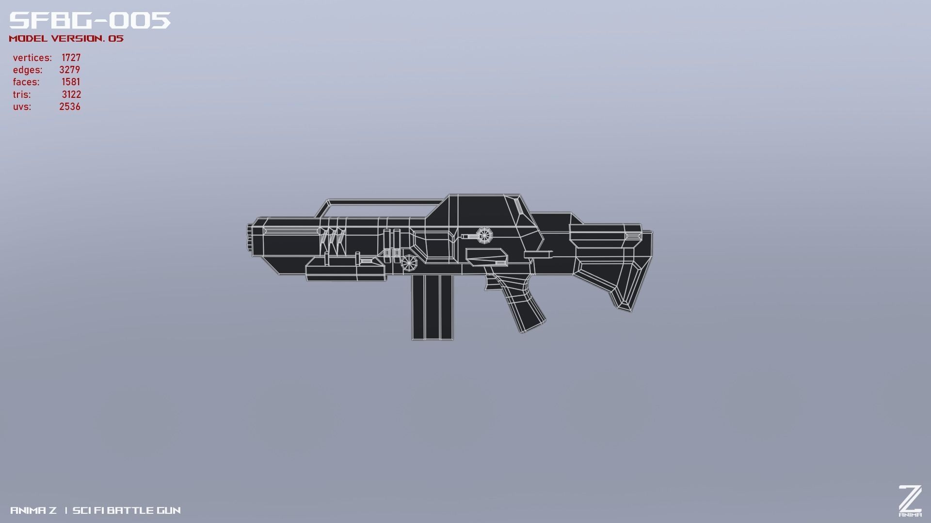 Scifi Battle gun Low-poly 3D model_16
