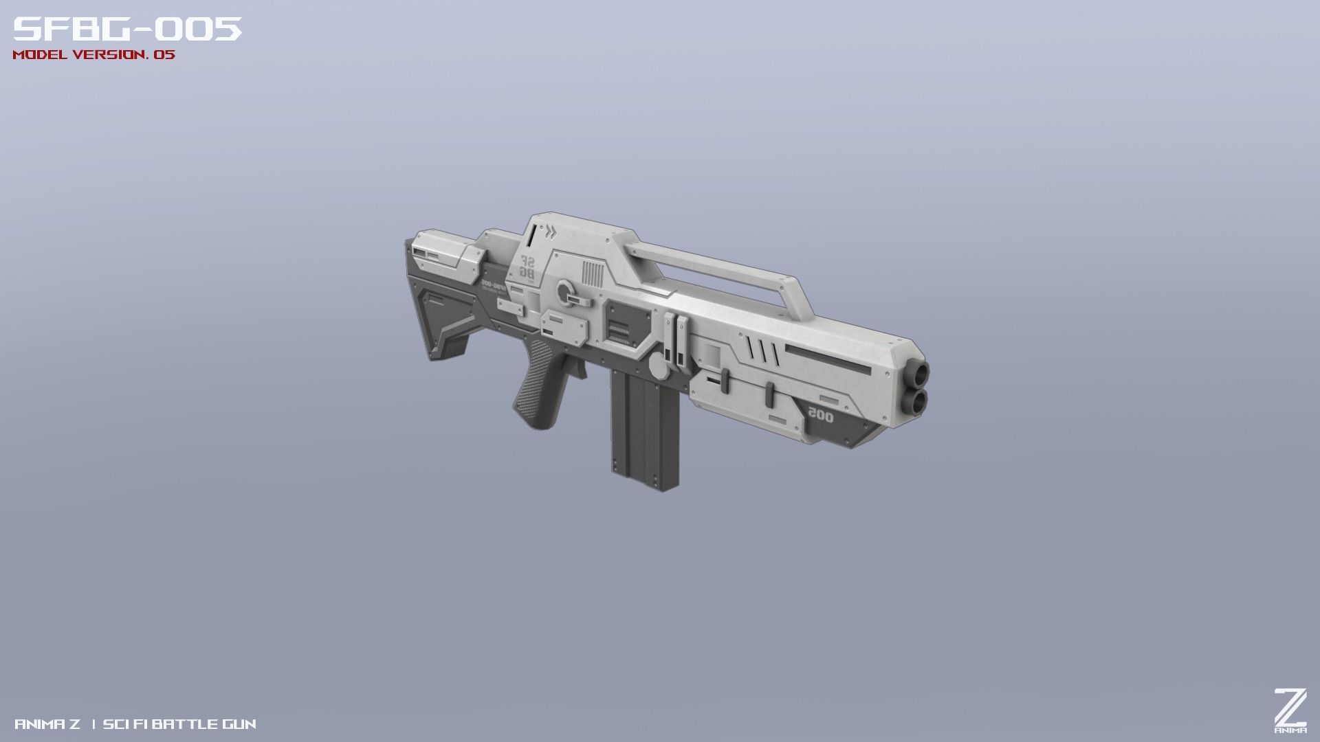 Scifi Battle gun Low-poly 3D model_5