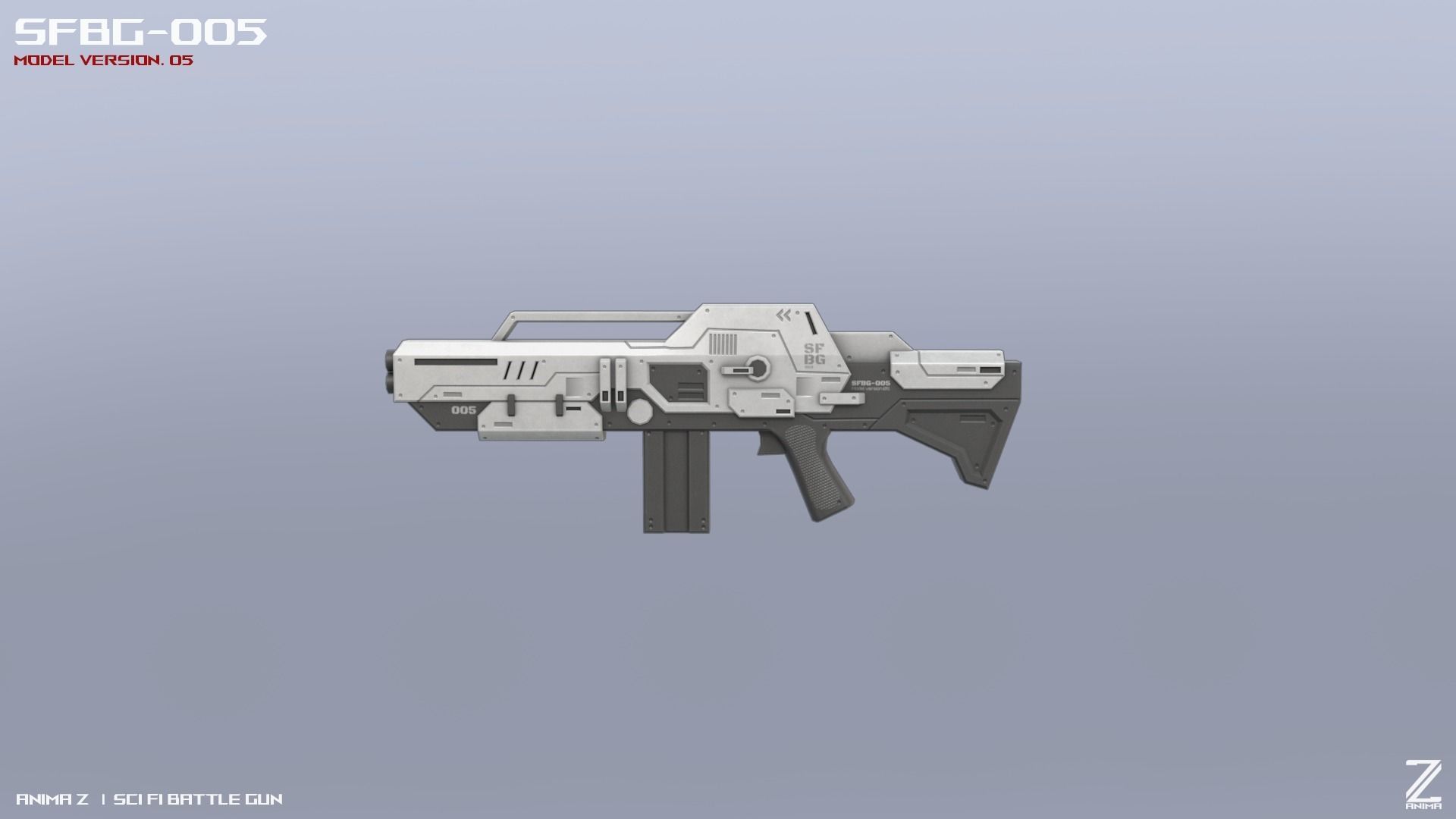 Scifi Battle gun Low-poly 3D model_10