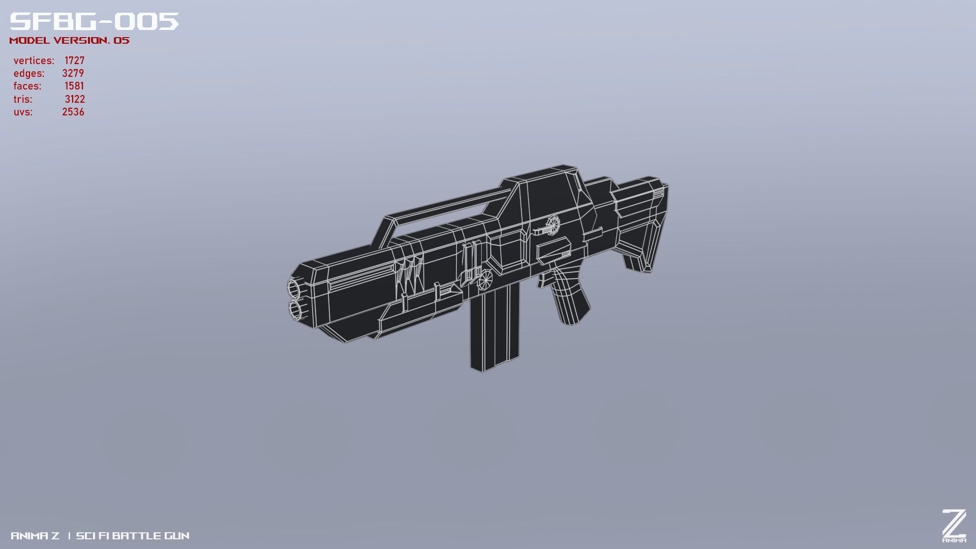 Scifi Battle gun Low-poly 3D model_12