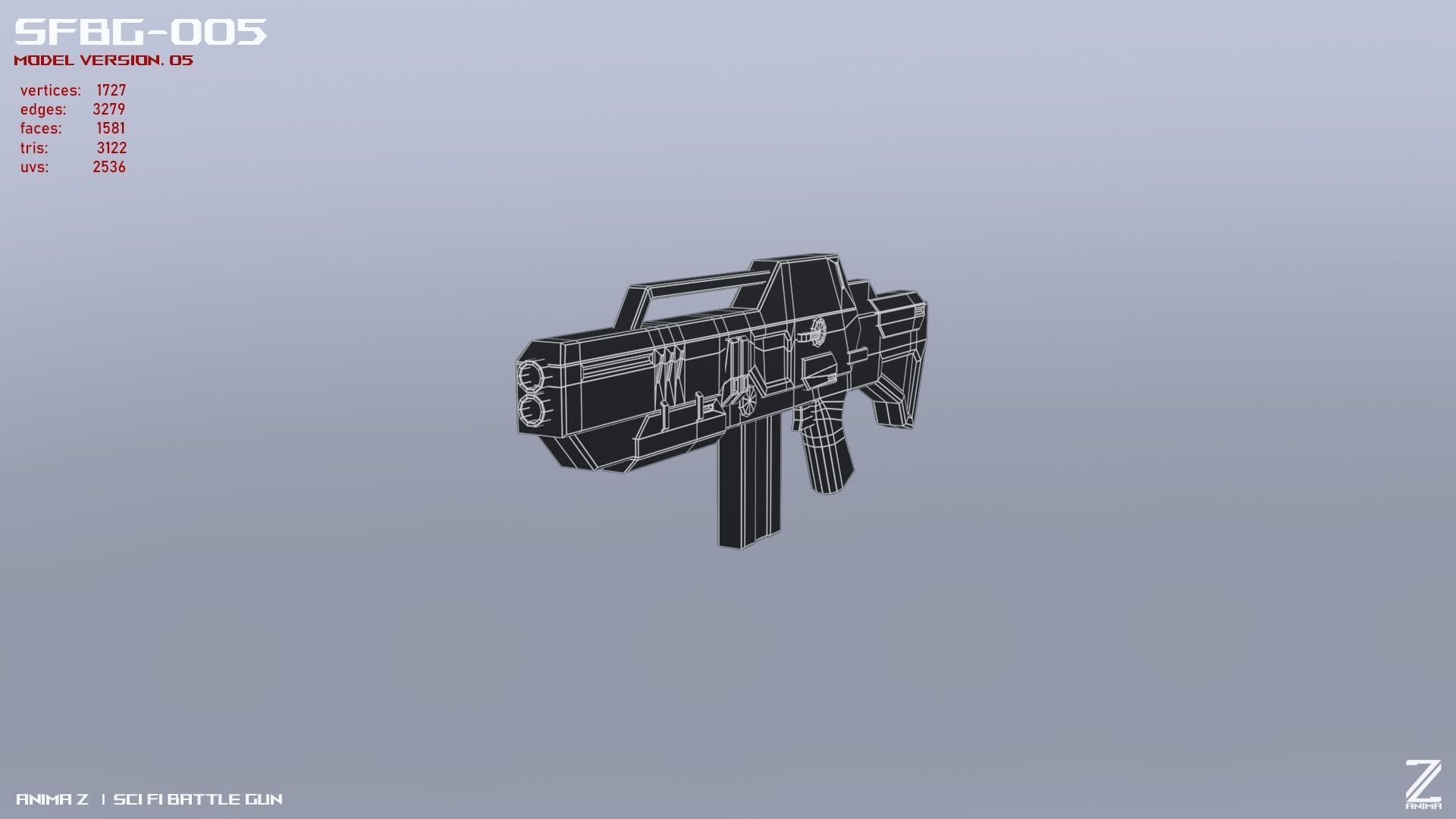 Scifi Battle gun Low-poly 3D model_15