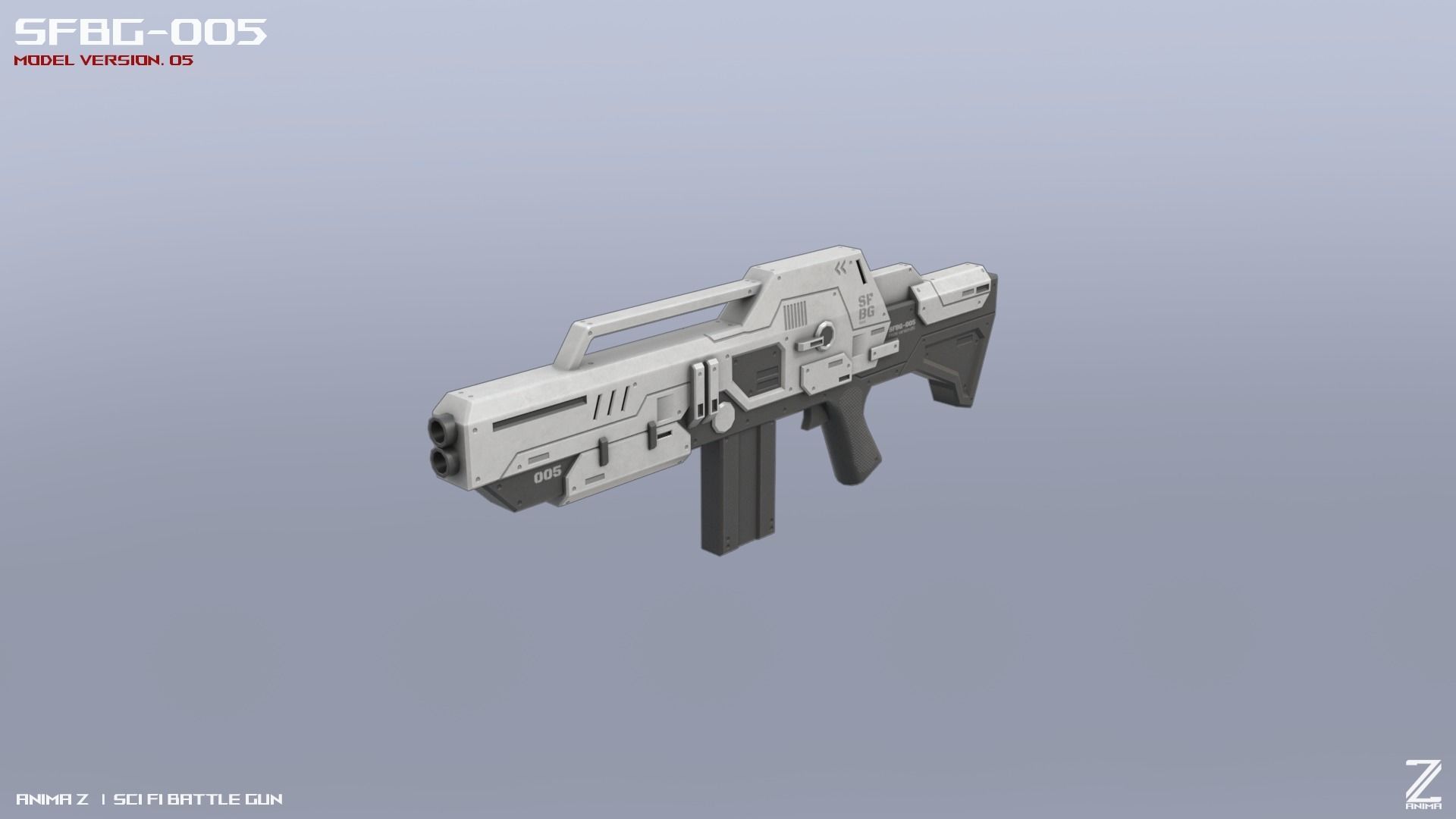 Scifi Battle gun Low-poly 3D model_6