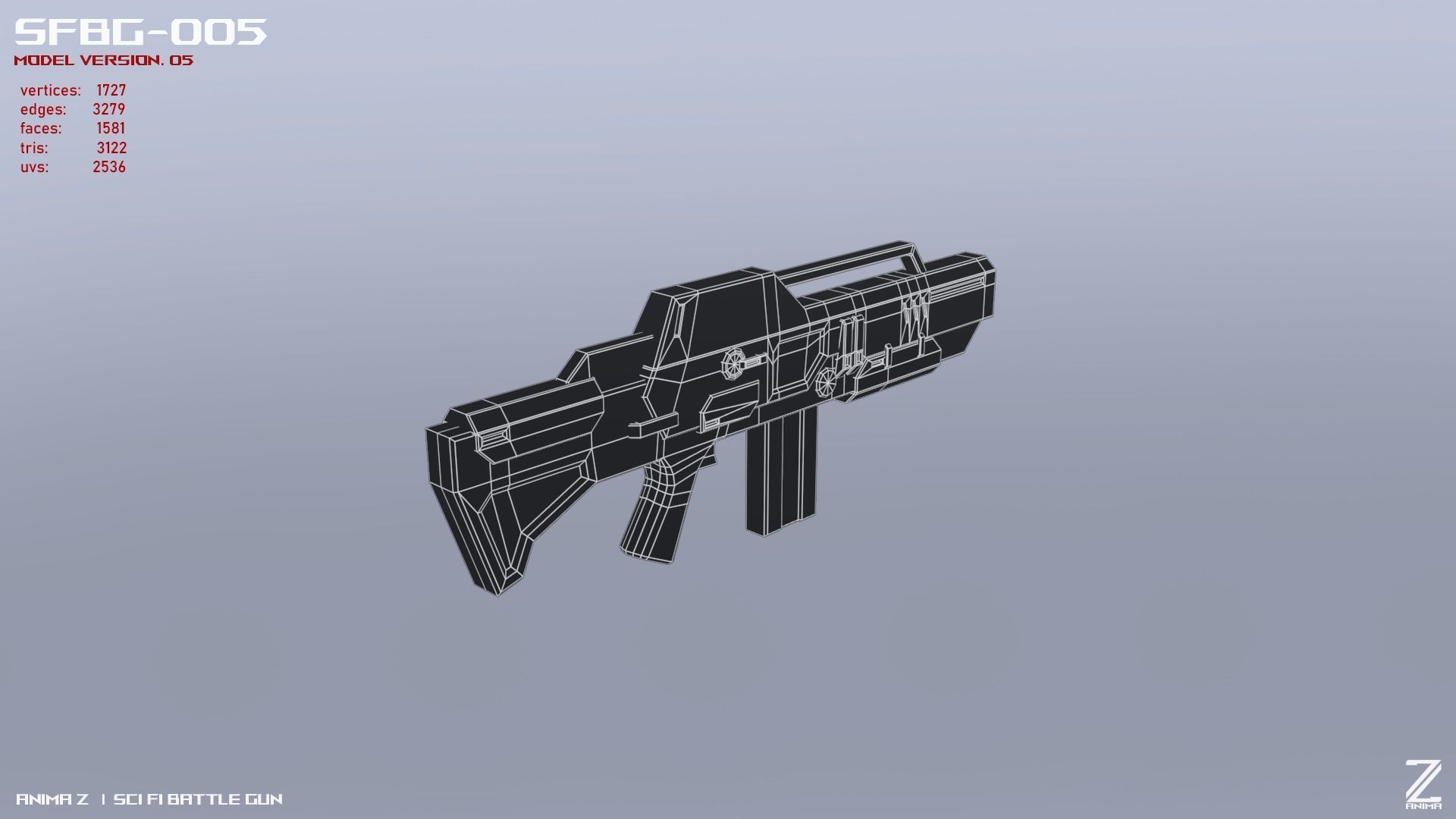 Scifi Battle gun Low-poly 3D model_13