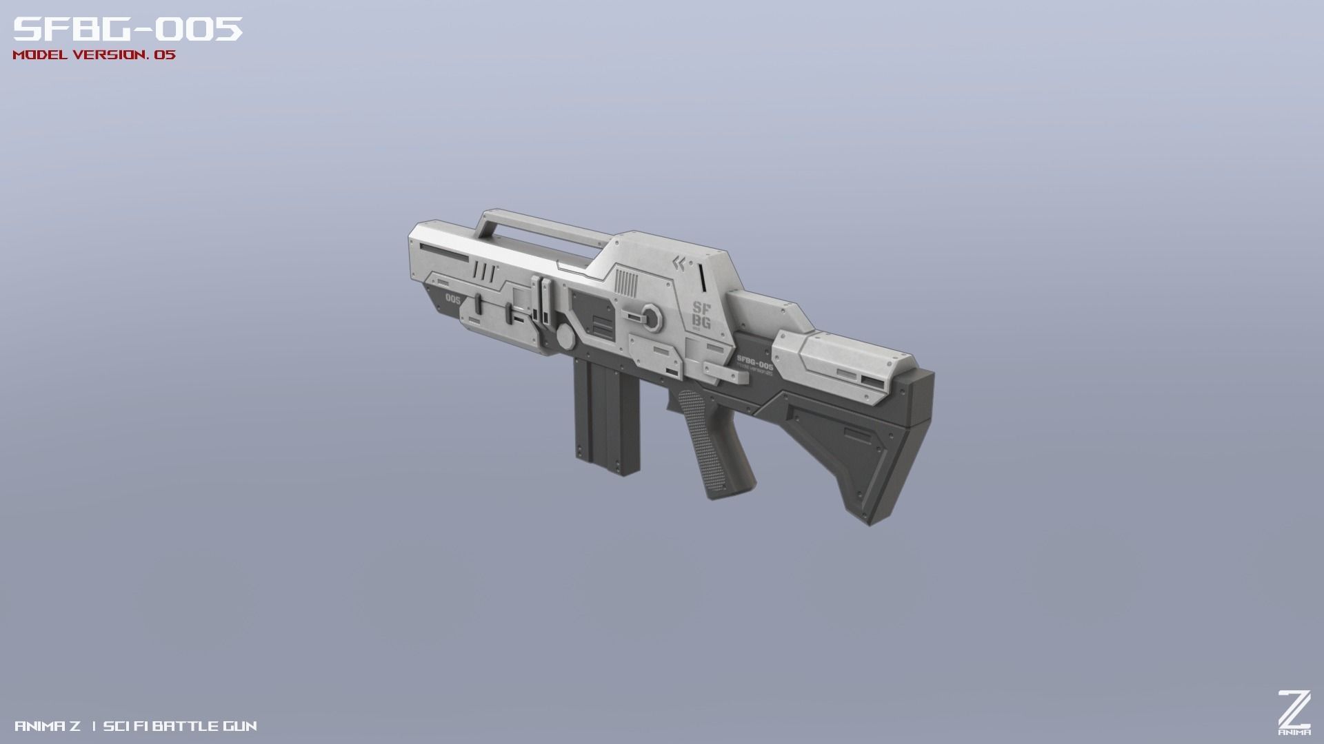 Scifi Battle gun Low-poly 3D model_4