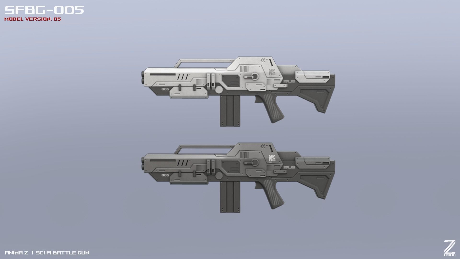 Scifi Battle gun Low-poly 3D model_1