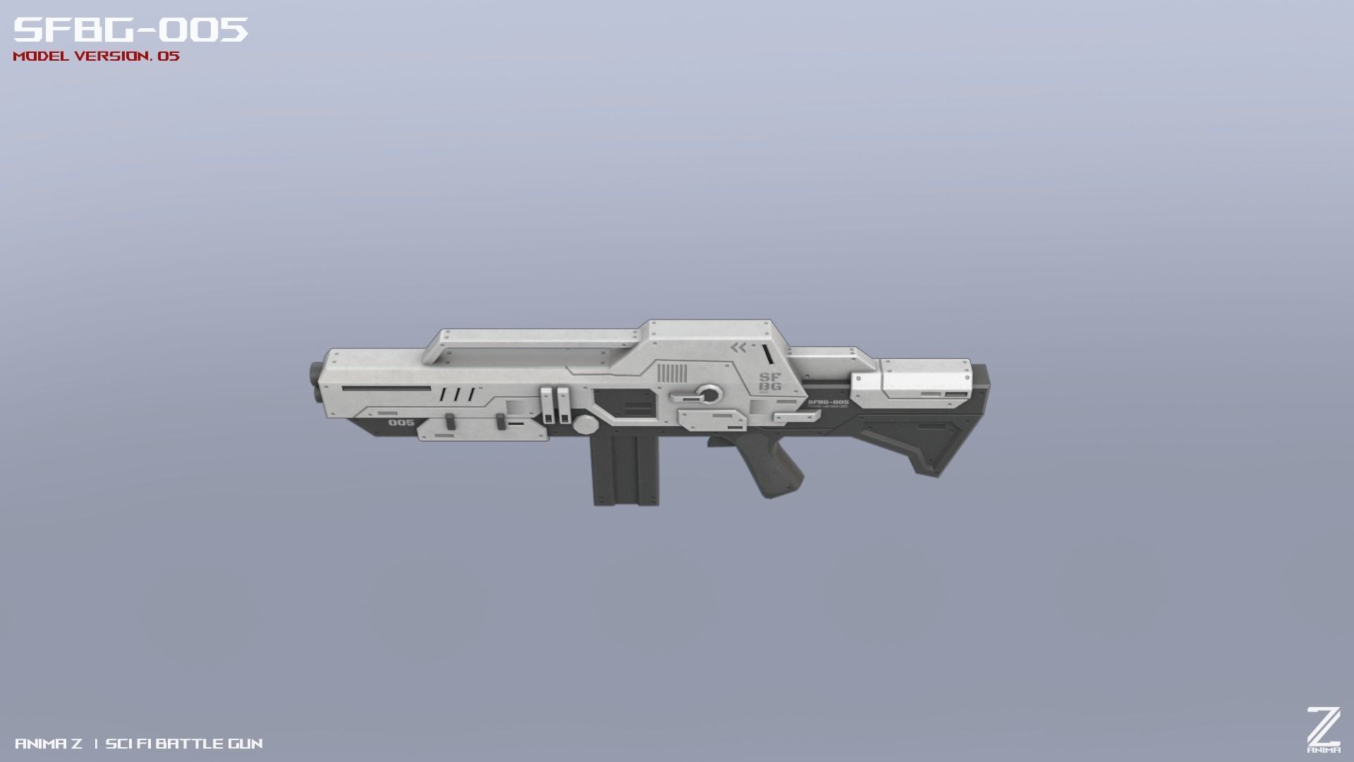 Scifi Battle gun Low-poly 3D model_9