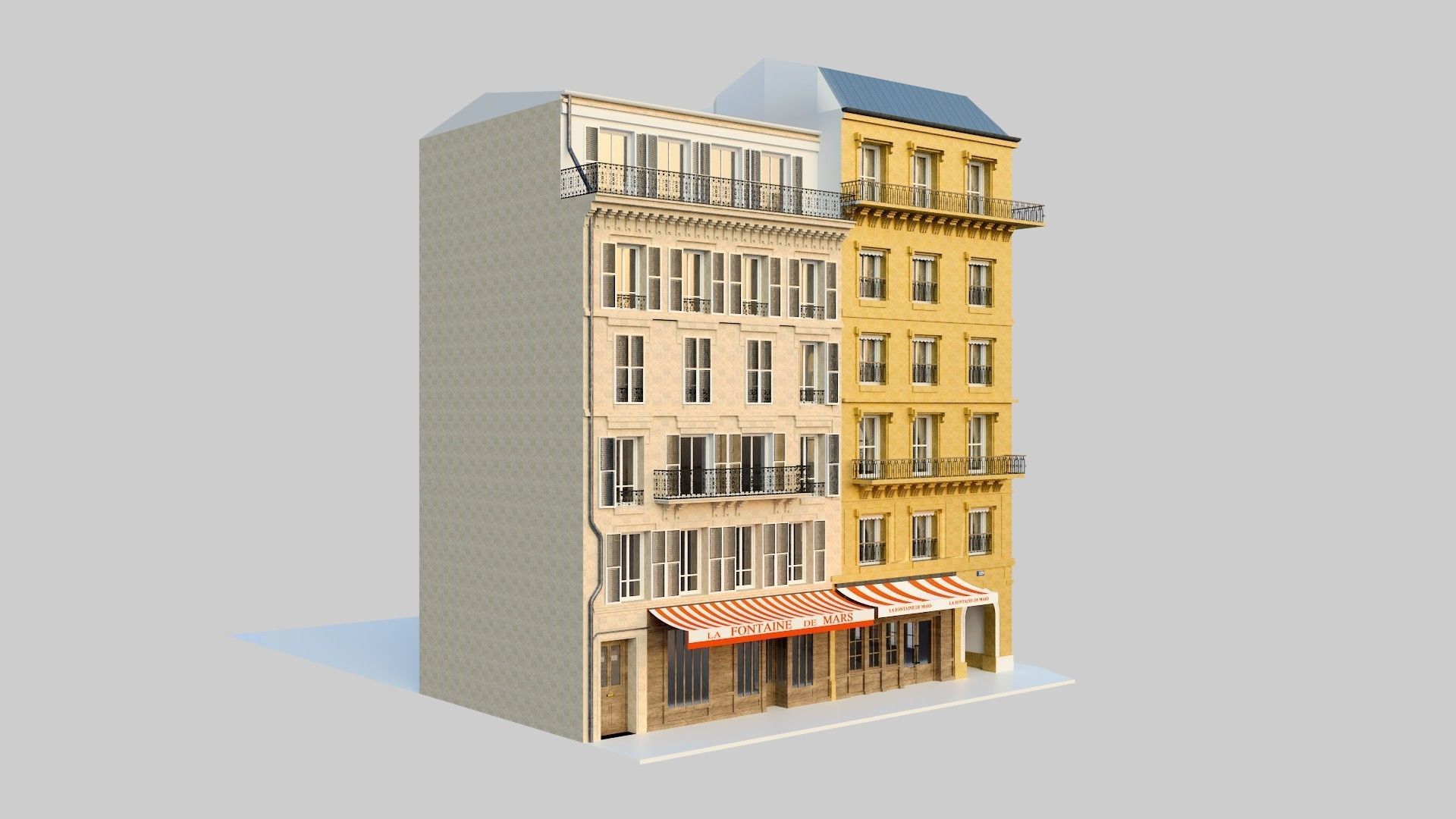 French Corner Building 3D model_1