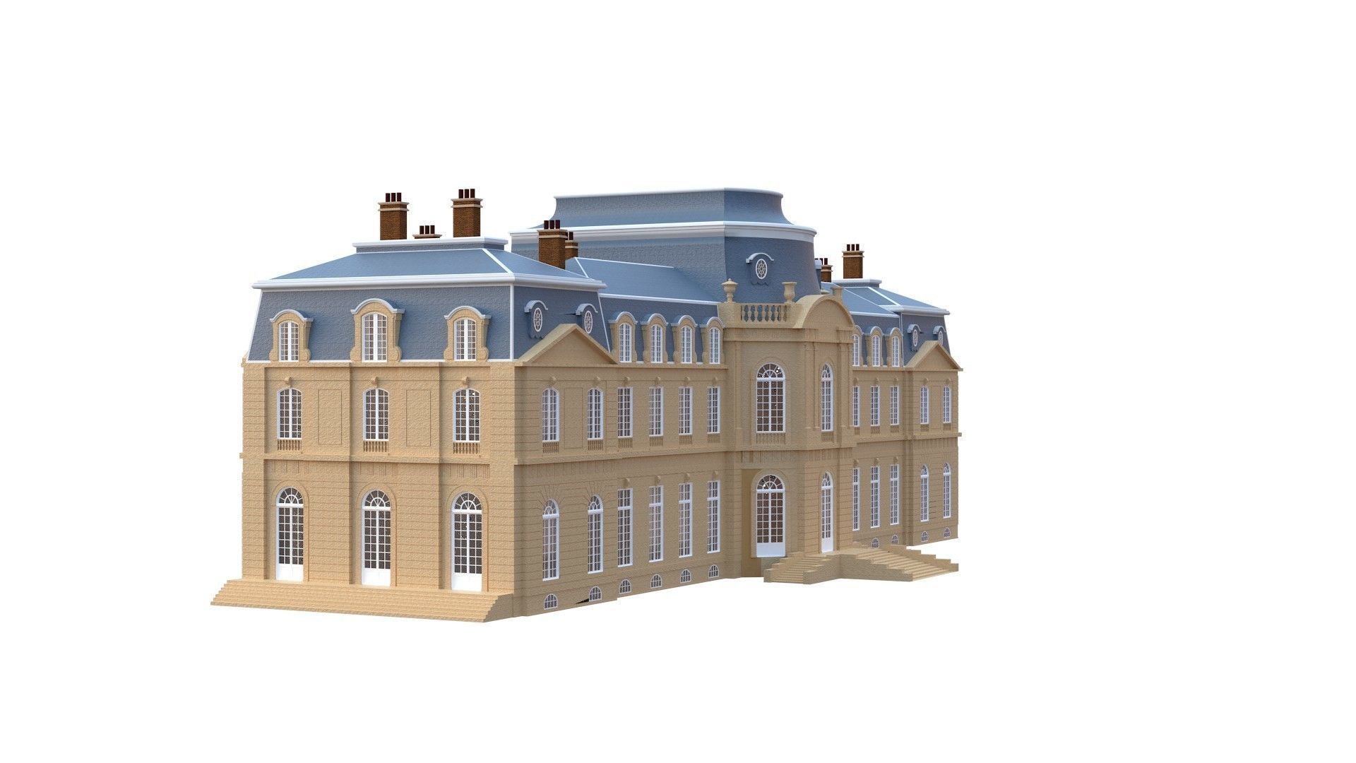 Old French Classic Palace 3D model_3