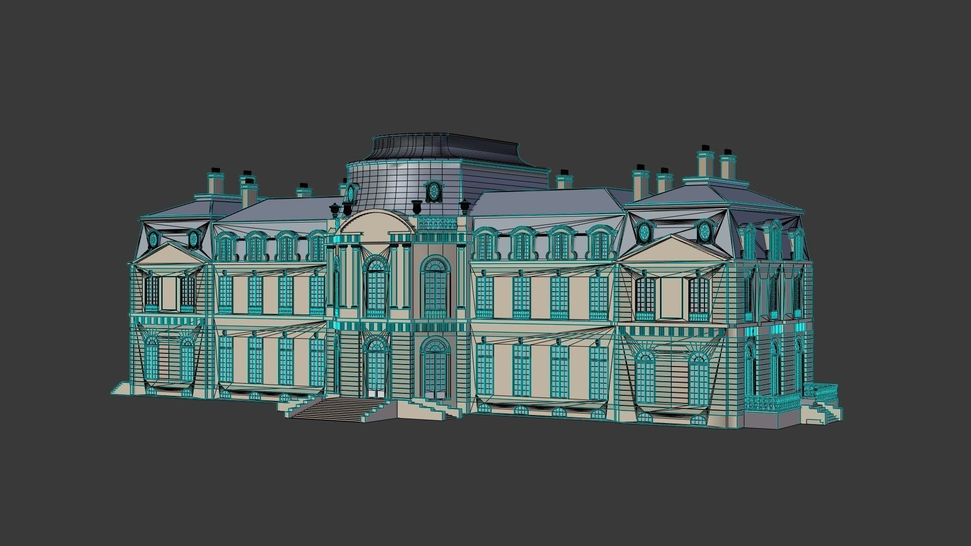 Old French Classic Palace 3D model_2