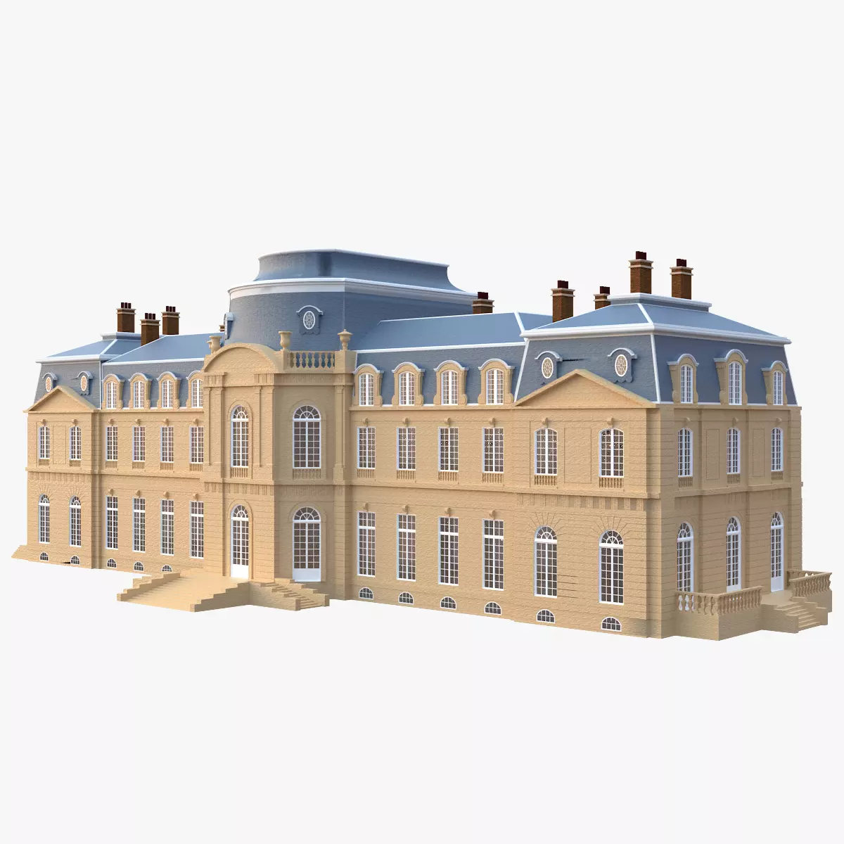 Old French Classic Palace 3D model_0
