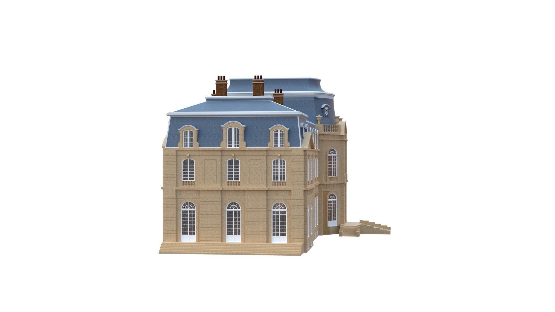 Old French Classic Palace 3D model_4