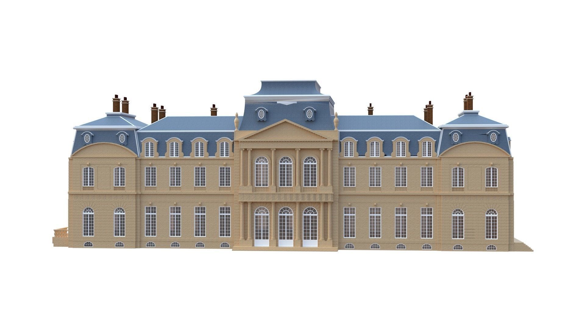 Old French Classic Palace 3D model_10