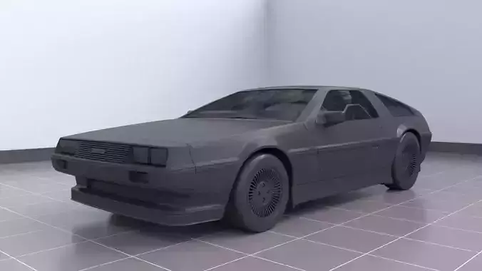 DMC Delorean Interior Car Low-poly 3D model