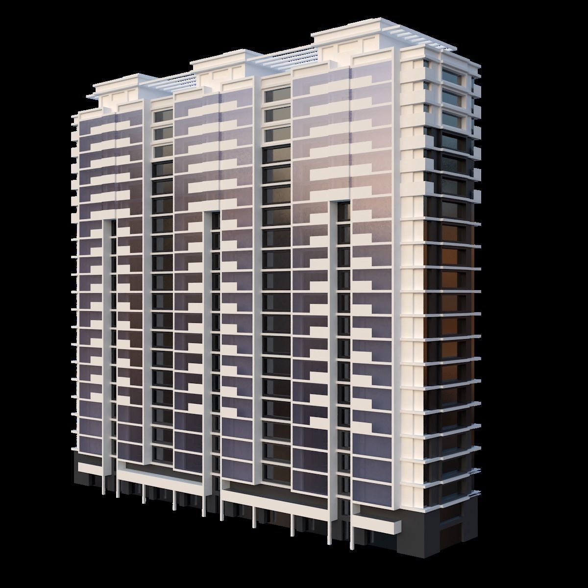 Set of Low Poly Buildings Free low-poly 3D model_2