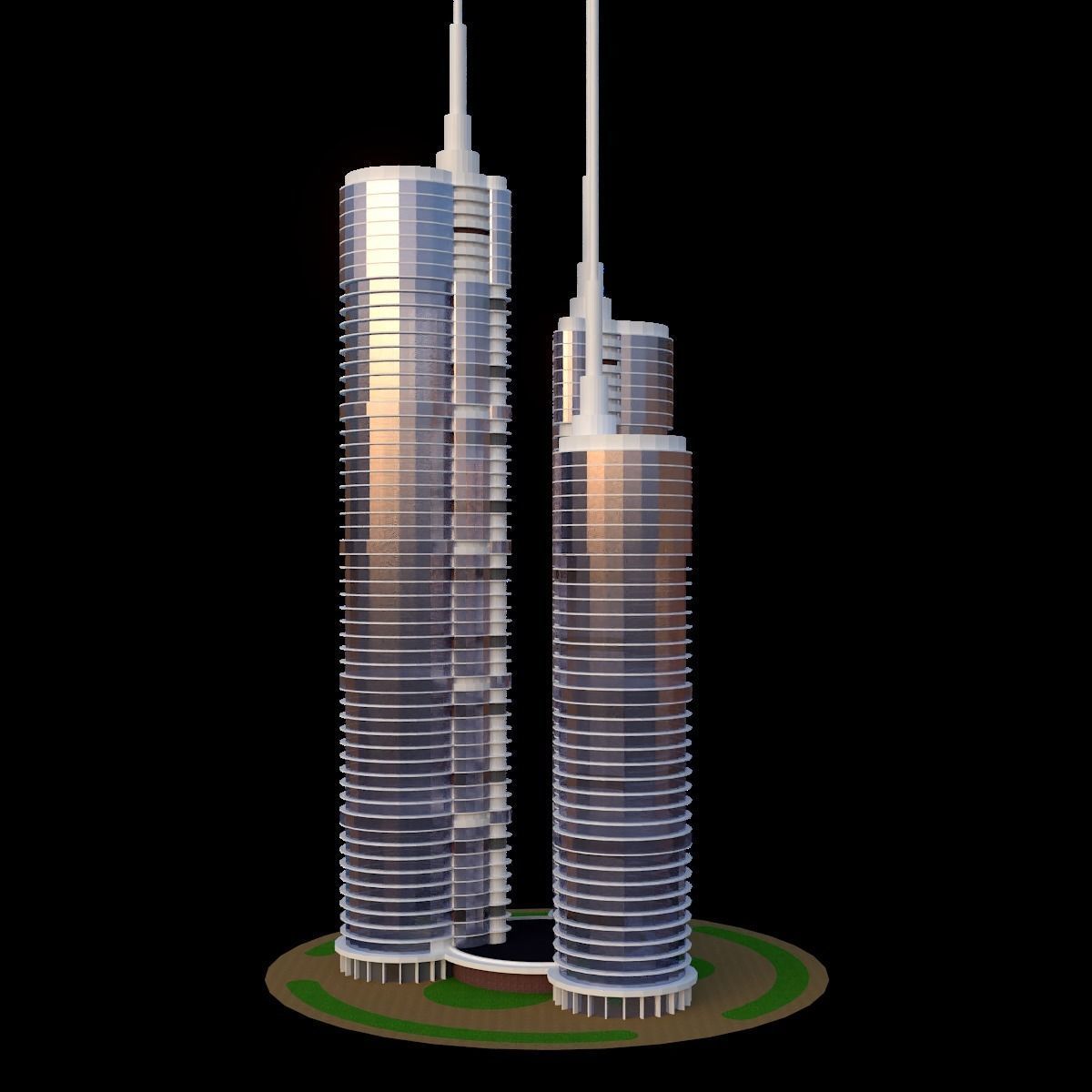 Set of Low Poly Buildings Free low-poly 3D model_8