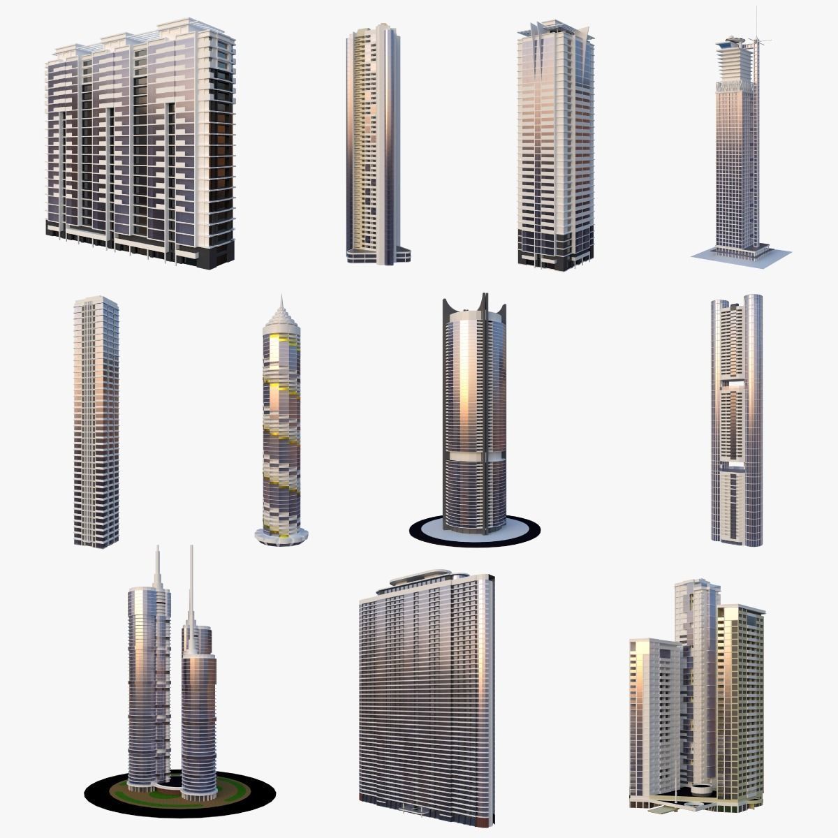 Set of Low Poly Buildings free VR / AR / low-poly 3D model | CGTrader