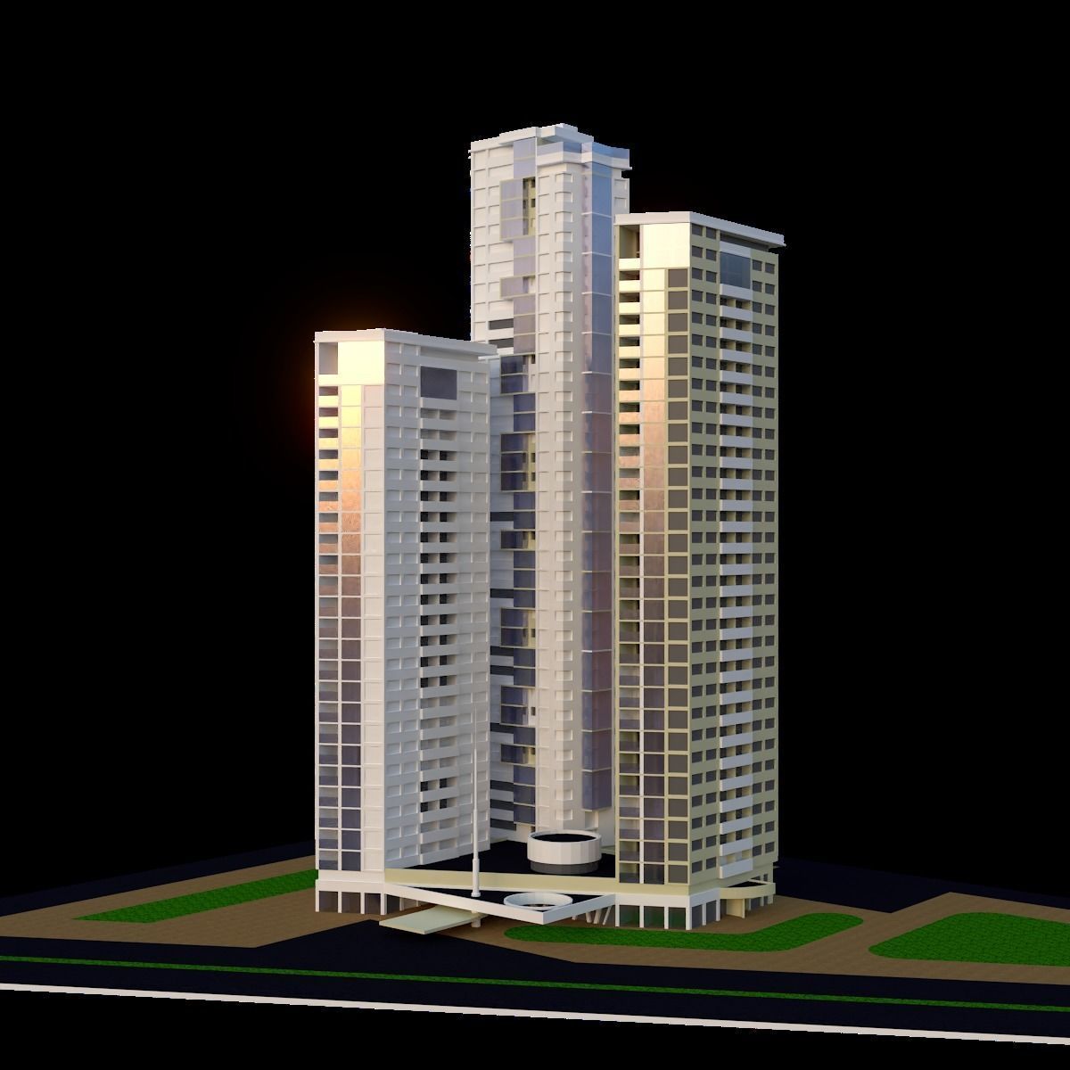 Set of Low Poly Buildings Free low-poly 3D model_7