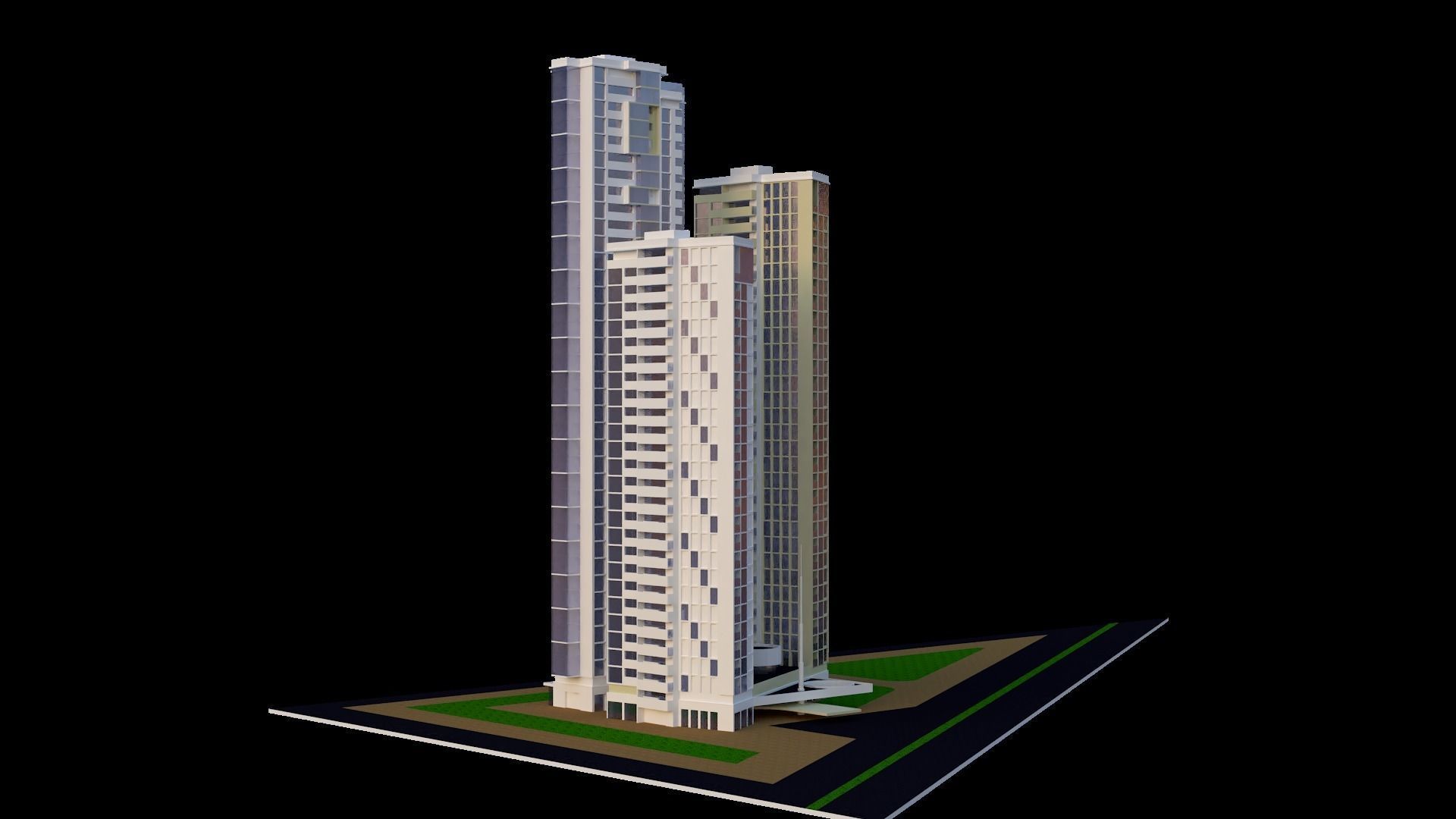 Set of Low Poly Buildings Free low-poly 3D model_60