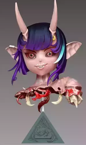 Oni Girl Bust Free 3D print model
