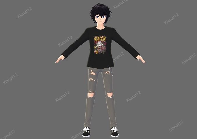3d anime style Male Avatar for VRchat and Vtubing Low-poly 3D model_9