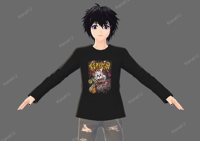 3d anime style Male Avatar for VRchat and Vtubing Low-poly 3D model_37