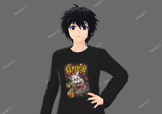 3d anime style Male Avatar for VRchat and Vtubing Low-poly 3D model_0