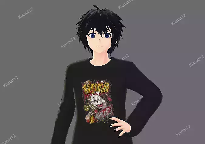 3d anime style Male Avatar for VRchat and Vtubing Low-poly 3D model