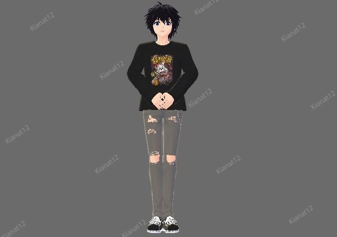 3d anime style Male Avatar for VRchat and Vtubing Low-poly 3D model_3