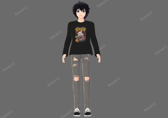 3d anime style Male Avatar for VRchat and Vtubing Low-poly 3D model_2