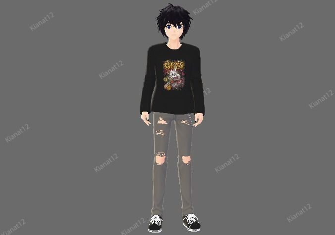 3d anime style Male Avatar for VRchat and Vtubing Low-poly 3D model_30
