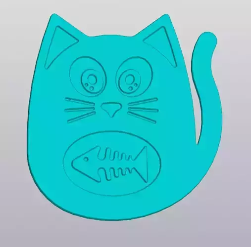 Cup coaster Cat 3D print model