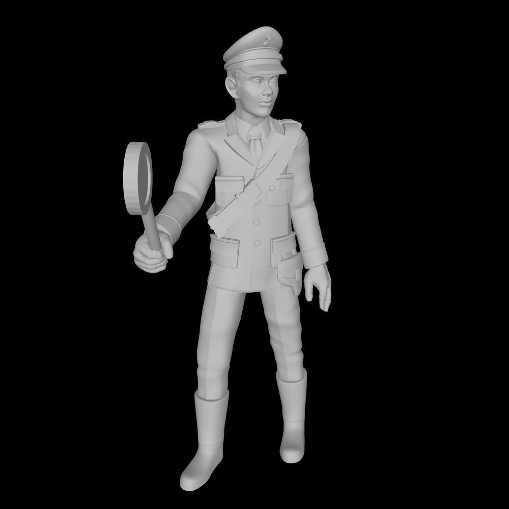 Police man with sign 3D print model_1