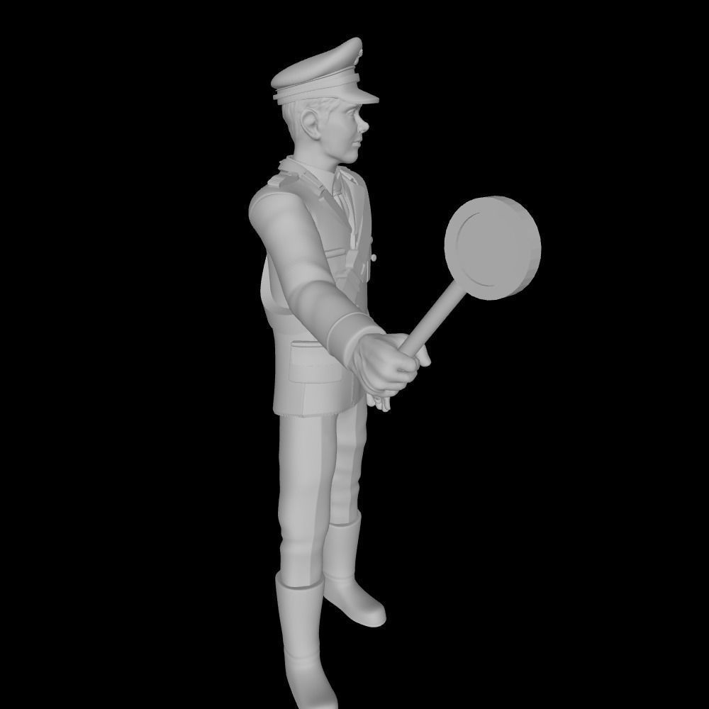 Police man with sign 3D print model_3