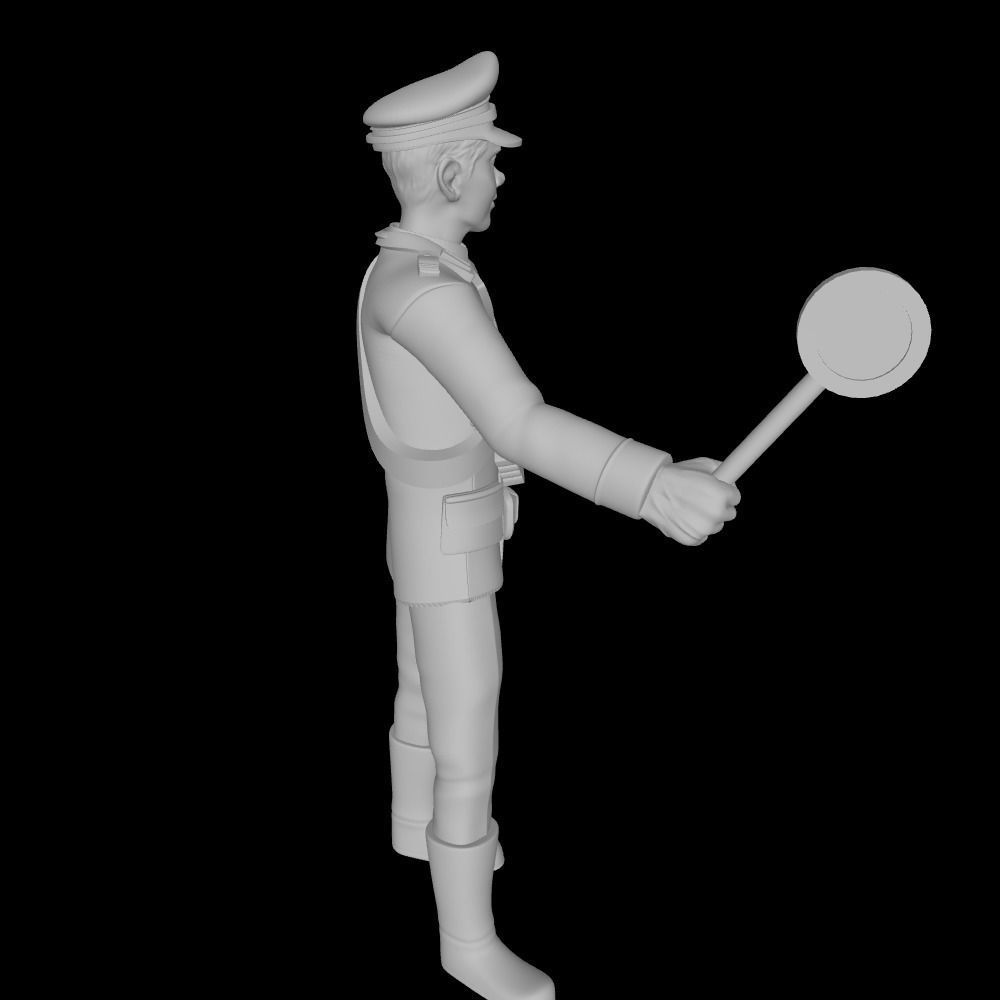 Police man with sign 3D print model_4