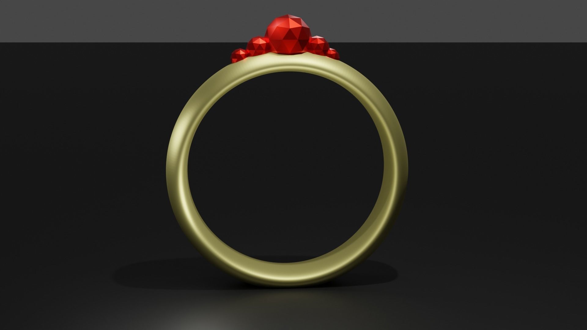 Beautiful ring with rubin  Low-poly 3D model_1